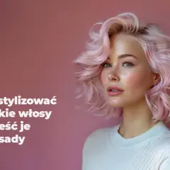 Kobieta z różowymi, falowanymi włosami, które dzięki lekkiej trwałej unoszą się u nasady, nadając fryzurze objętości.