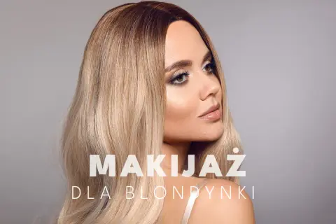 Olśniewający makijaż wieczorowy dla blondynek. Podkreślone oczy i błyszczące usta tworzą efektowny look.