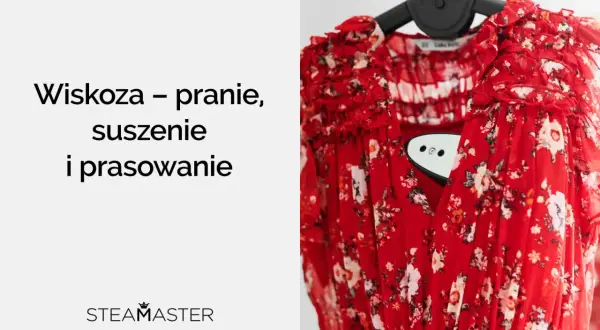 Czerwona sukienka w kwiaty, gotowa do prasowania. Dowiedz się, jak prac wiskoze, by wyglądała jak nowa.