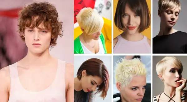 Inspiracje na najnowsze krótkie fryzury damskie: od kręconych po pixie cut. Różne style i kolory.
