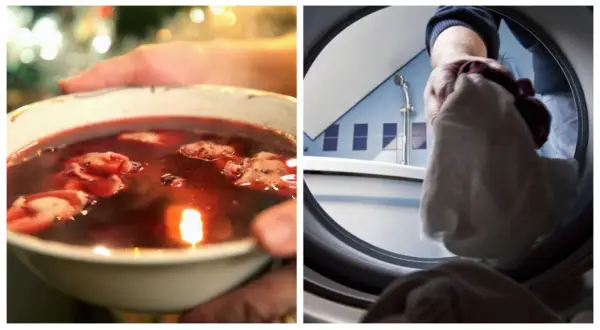 Uważaj, by nie poplamić ubrania barszczem! Wrzucanie ręcznika do pralki po świątecznym obiedzie.