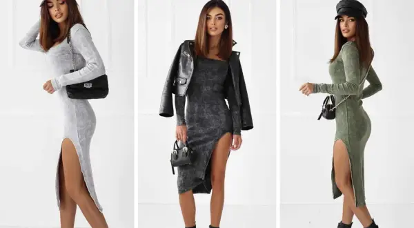 Trzy kobiety prezentują różne style ubioru: sportowy z czapką, rockowy z ramoneską i elegancki z kaszkietem.