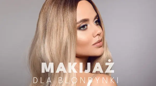 Olśniewający makijaż wieczorowy dla blondynek. Podkreślone oczy i błyszczące usta tworzą efektowny look.