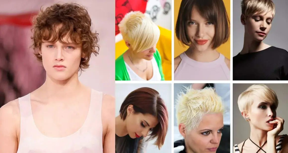 Inspiracje na najnowsze krótkie fryzury damskie: od kręconych po pixie cut. Różne style i kolory.