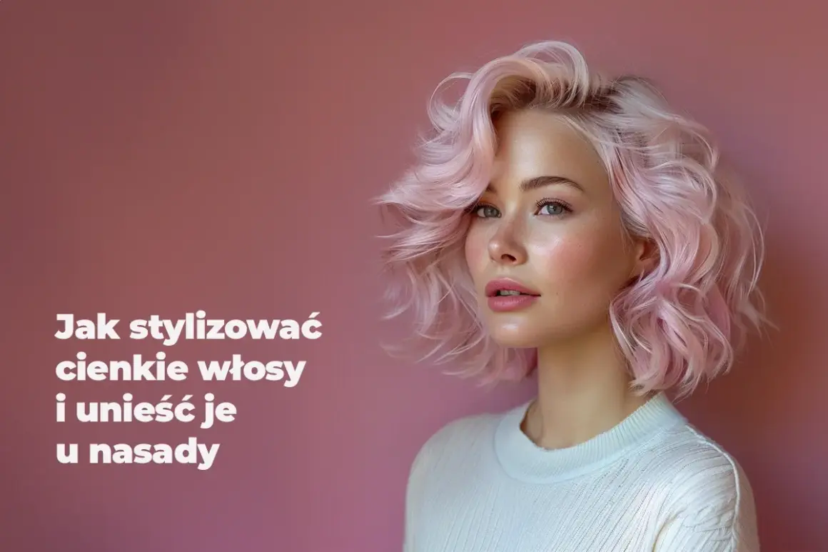 Kobieta z różowymi, falowanymi włosami, które dzięki lekkiej trwałej unoszą się u nasady, nadając fryzurze objętości.