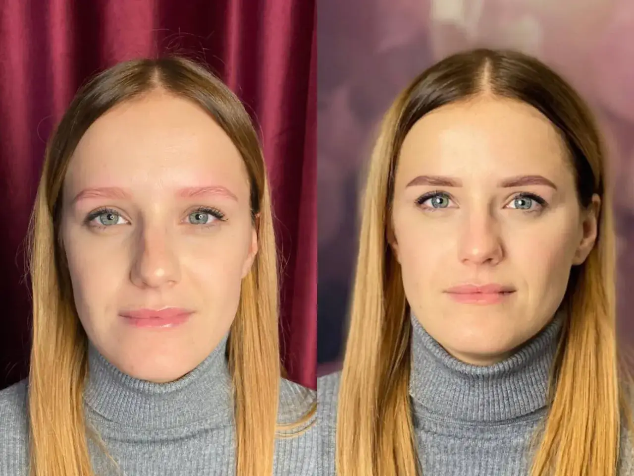 Przed i po zabiegu henny na brwiach. Czy henna niszczy brwi? Efekt naturalnych, podkreślonych brwi bez uszczerbku dla ich kondycji.