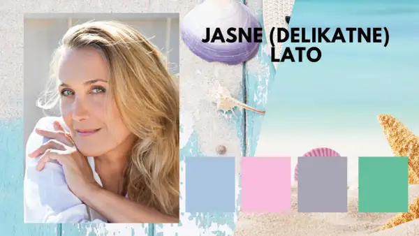 Jasne (delikatne) lato: portret kobiety z blond włosami i letnie inspiracje kolorystyczne.